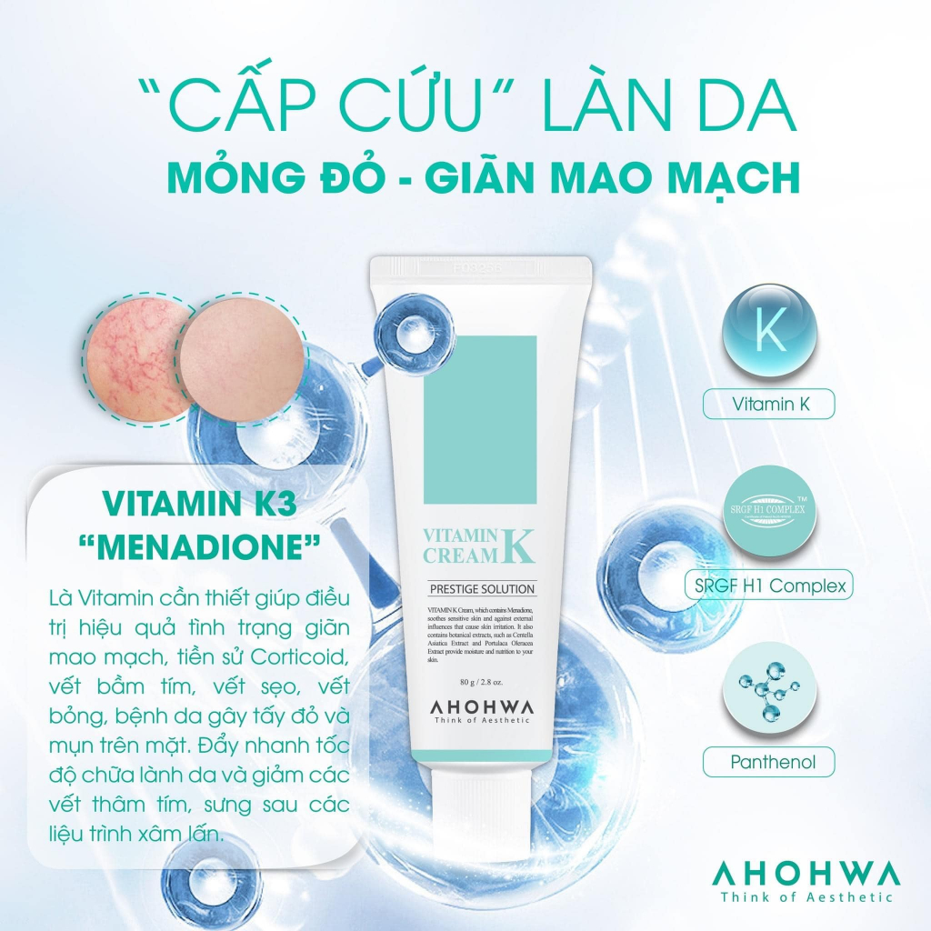 Kem K Dưỡng Giảm Mỏng Đỏ ,  Dưỡng Phục Hồi Da Kích Ứng , Sau Tác Động Tổn Thương Da Ahohaw 12g - 80g