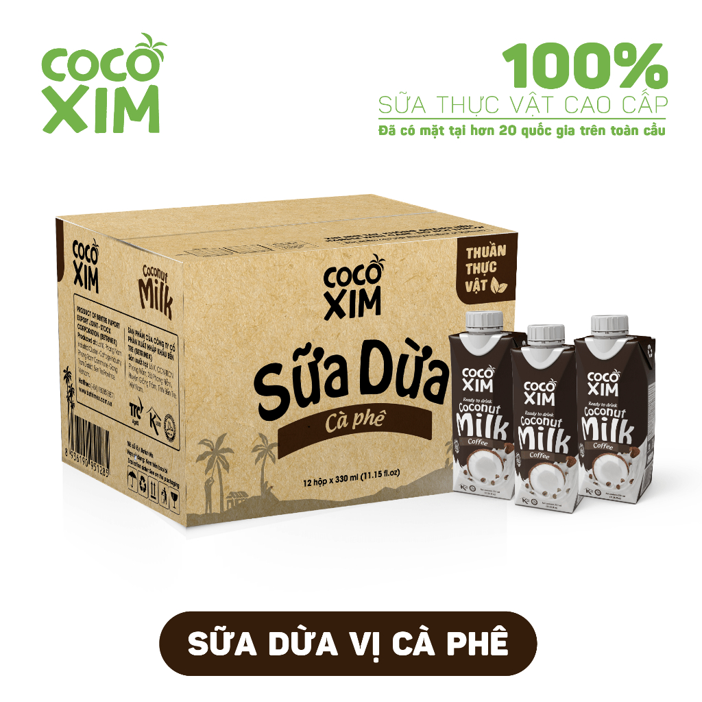 Thùng 12 hộp Sữa Dừa Cocoxim Coffee 330ml/ Hộp