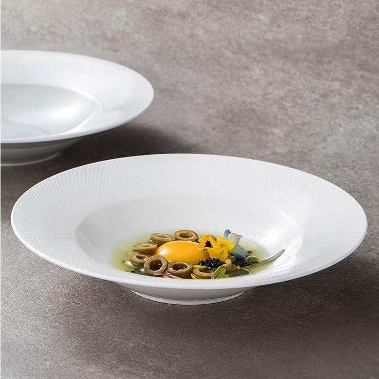 Dĩa soup/pasta sứ sâu lòng Honeycomb dành cho nhà hàng kiểu Âu/Fusion