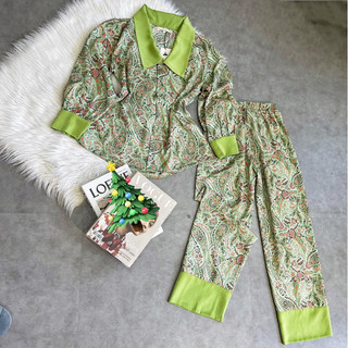 Pijama lụa Thiế kế tay dài quần dài