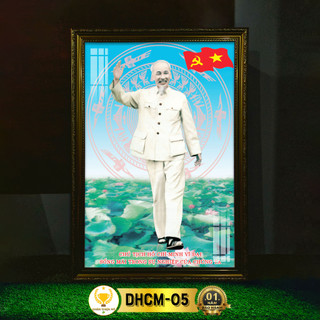 Tranh bác hồ có đèn chân thiện mỹ, treo tường trang trí bàn thờ, treo phòng thờ dhcm-05