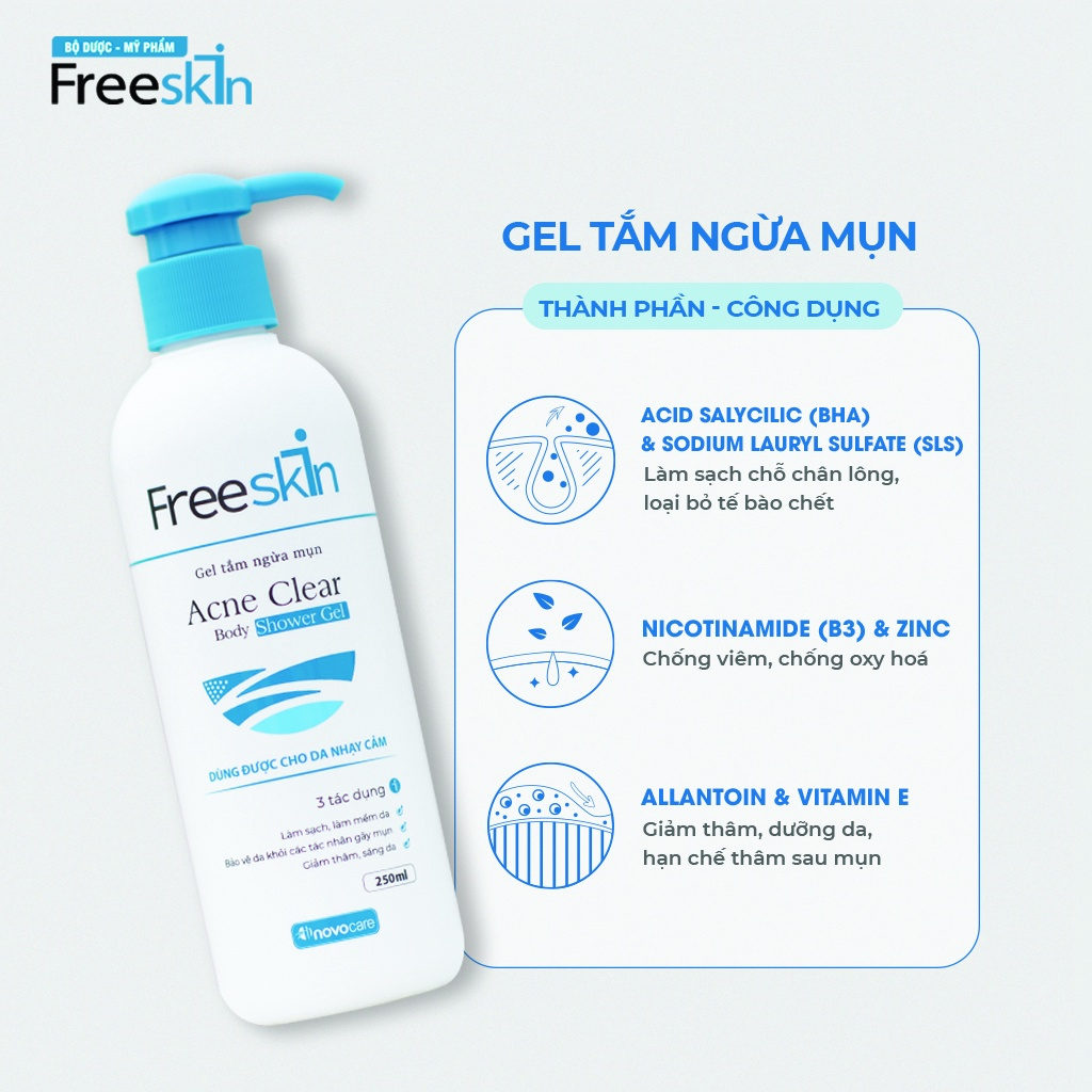Combo Freeskin-  Bộ Sản Phẩm Viêm Nang Lông, Mụn Trứng Cá, Mụn Mặt Và Cơ Thể
