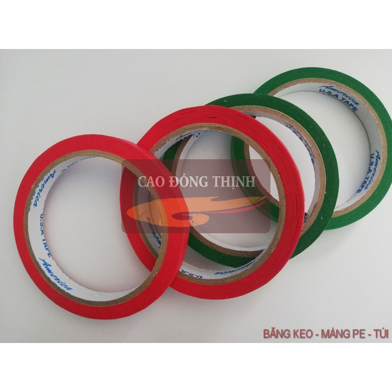 COMBO siêu tiết kiệm 5 cuộn băng keo giấy màu xanh,đỏ rộng 12MM x 50Y,màu sắc tươi sáng,dùng trong văn phòng,hội họa...