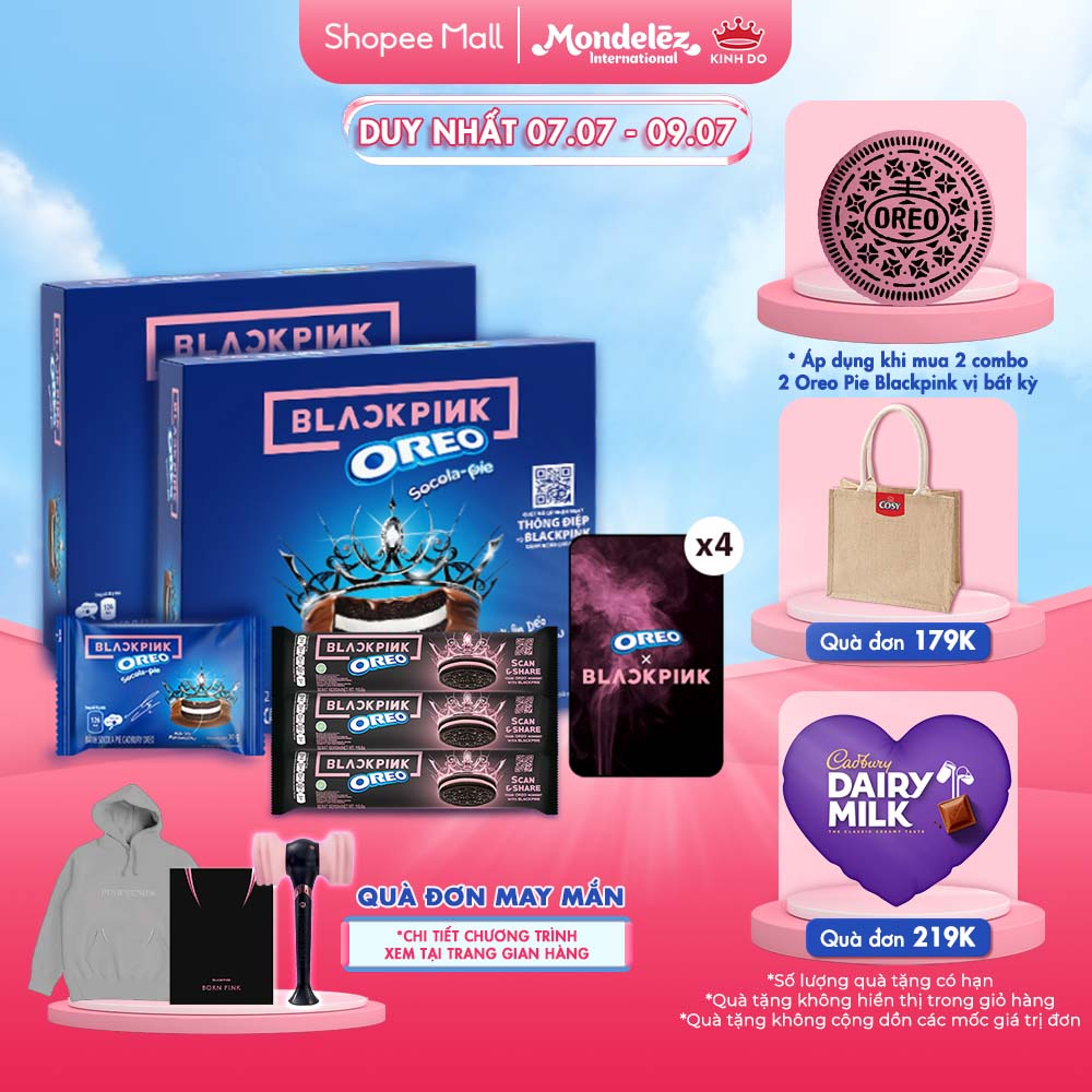 Kit ăn vặt đi quẩy concert Oreo BlackPink, combo bánh pie và bánh quy Pink/Black version