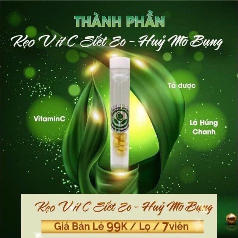 Ống kẹo vitc xổ mỡ bụng hỗ trợ giảm cân 1 ống 7 viên