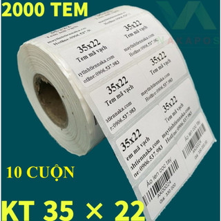 Giấy in mã vạch 2 tem (cuộn 2000 tem) - decal nhiệt 2 tem 35x22 mm