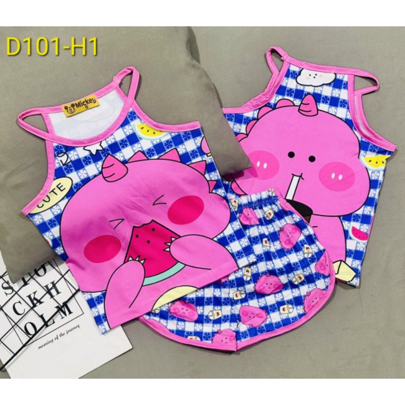 MÃ D101 BỘ 2 DÂY BÉ GÁI THUN LẠNH 3D SIZE 8-20KG