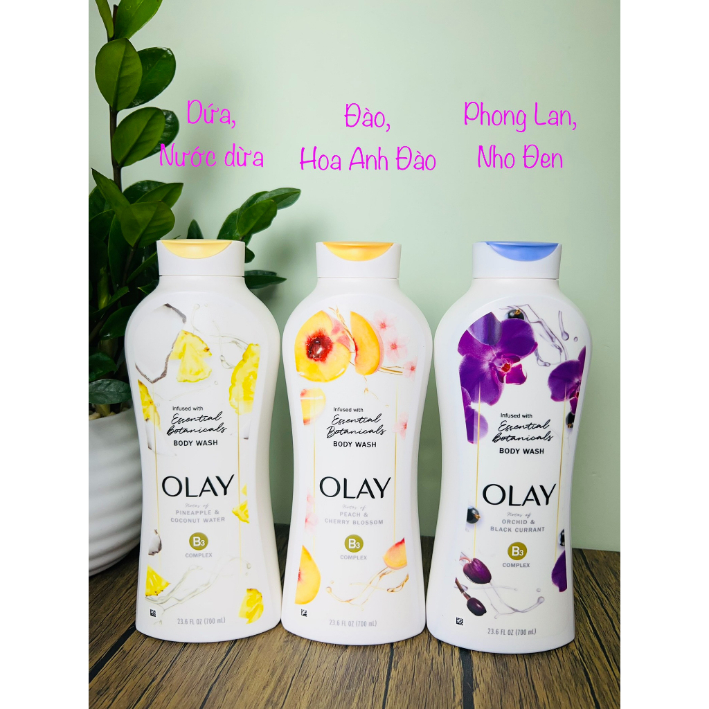 Sữa tắm Olay Essential Botanicals Body Wash hương hoa và trái cây của Mỹ 700ml