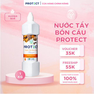 Nước Tẩy Rửa Bồn Cầu Toilet Nhà Vệ Sinh PROTECT 1000ML Siêu Diệt Khuẩn, Sạch Bong Sáng Bóng, Chiết Xuất Từ Tinh Dầu Quế