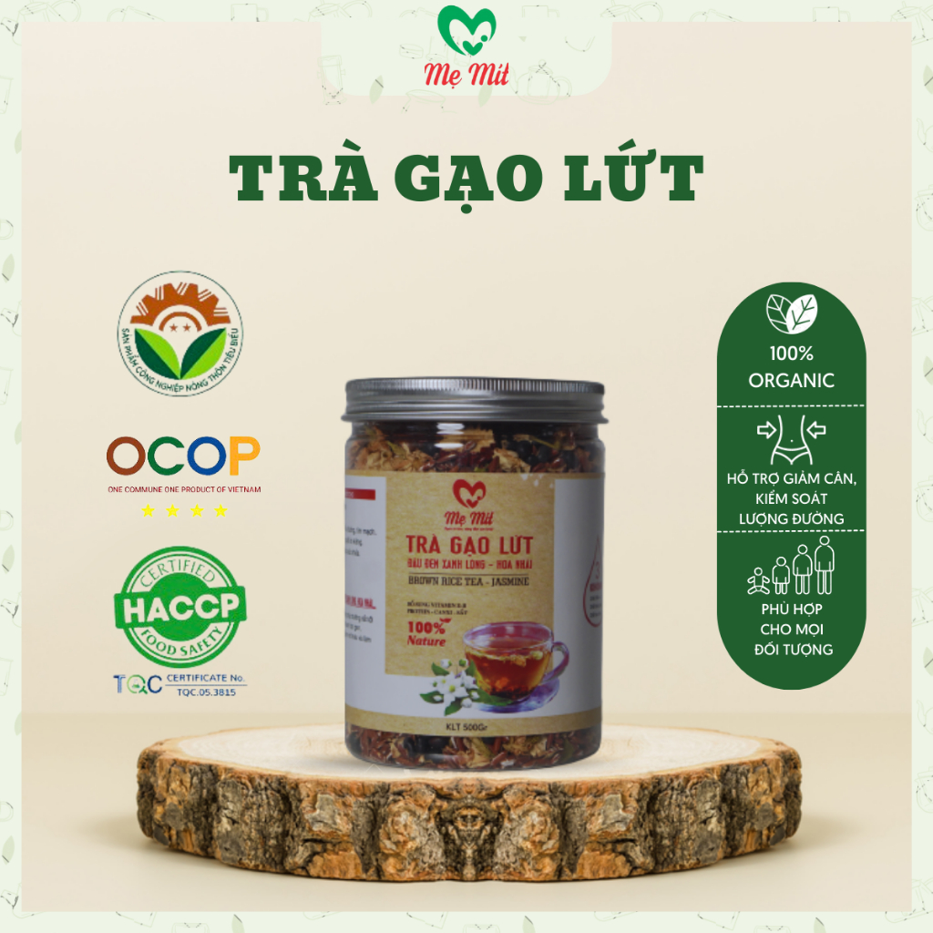 Trà Gạo Lứt Đậu Đen Mix Hoa Nhài Tim Sen Mẹ Mít Hỗ Trợ Giảm Cân Thải Độc - 500Gr