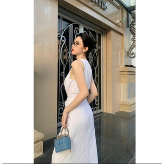 *THỜI TRANG NỮ - Đầm maxi sát nách dáng dài tà đắp buộc nơ eo sang trọng