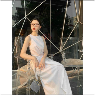 *THỜI TRANG NỮ - Đầm maxi sát nách dáng dài tà đắp buộc nơ eo sang trọng