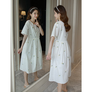 Váy Vintage Hoa Nhí Body Ulzzang Dáng Dài Tay Ngắn du lịch biển , Đầm cộc tay 2 lớp ido PlackPink thời trang Hiva Cloth