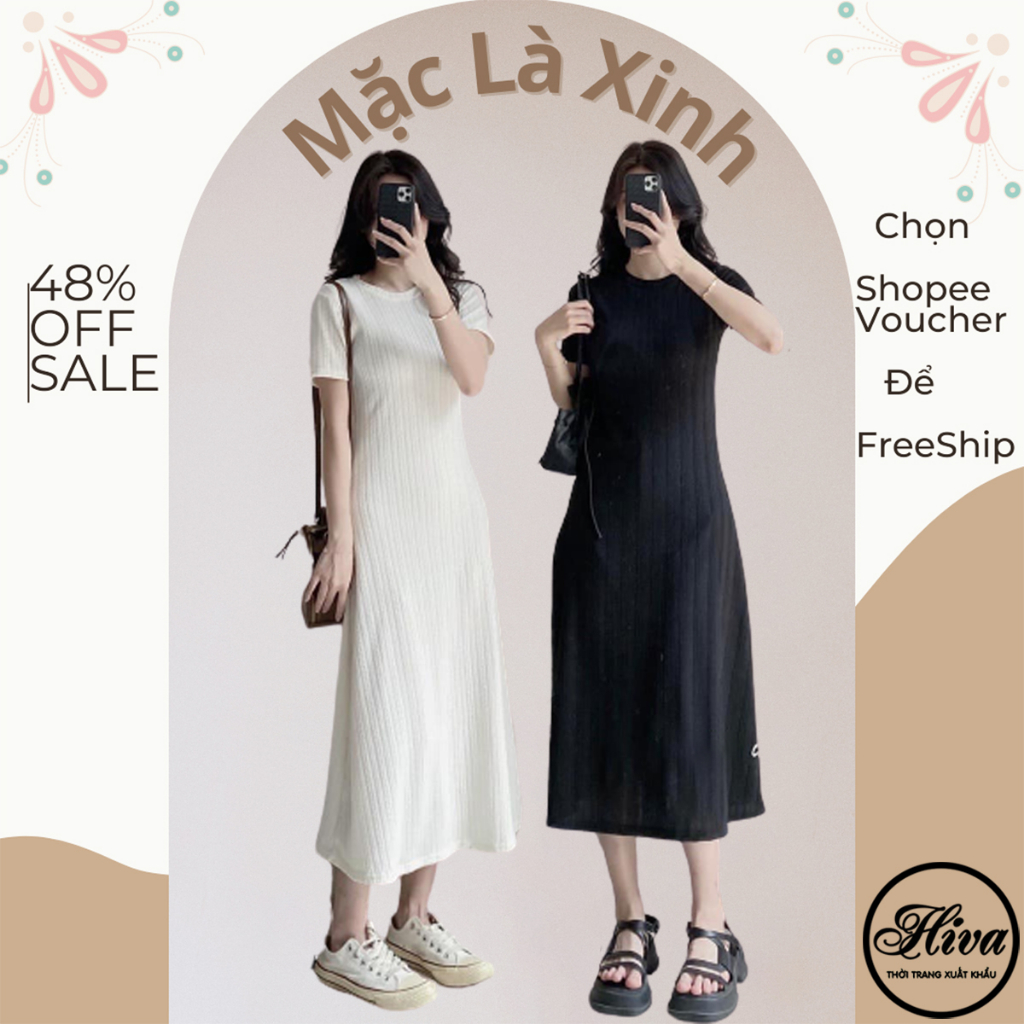 Váy Liền Thân Body Xương Cá Quảng Châu , Full 3 Màu Dáng Basic đu ido BlackPink