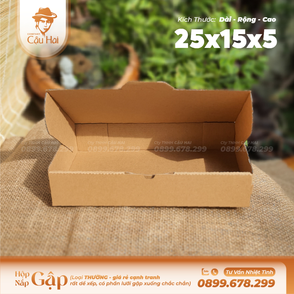 Set 20 hộp carton nắp GẬP 25x15x5