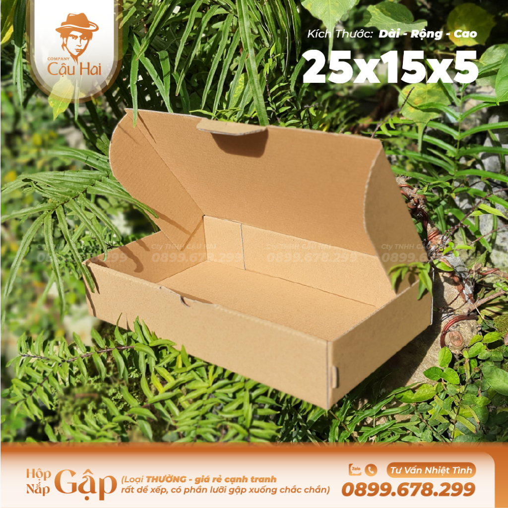 Set 20 hộp carton nắp GẬP 25x15x5