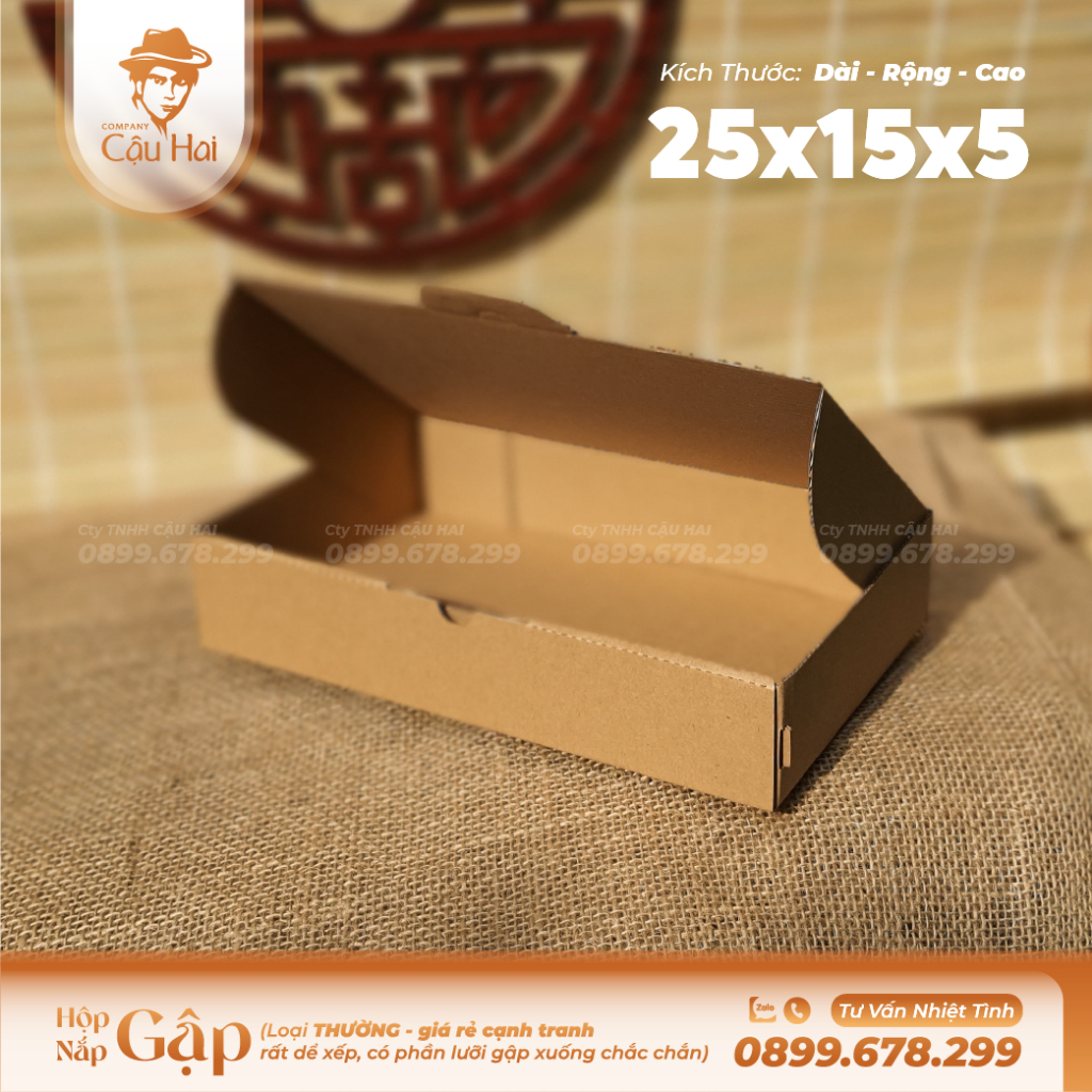 Set 20 hộp carton nắp GẬP 25x15x5