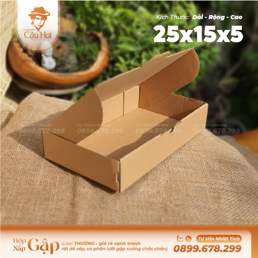 Set 20 hộp carton nắp GẬP 25x15x5