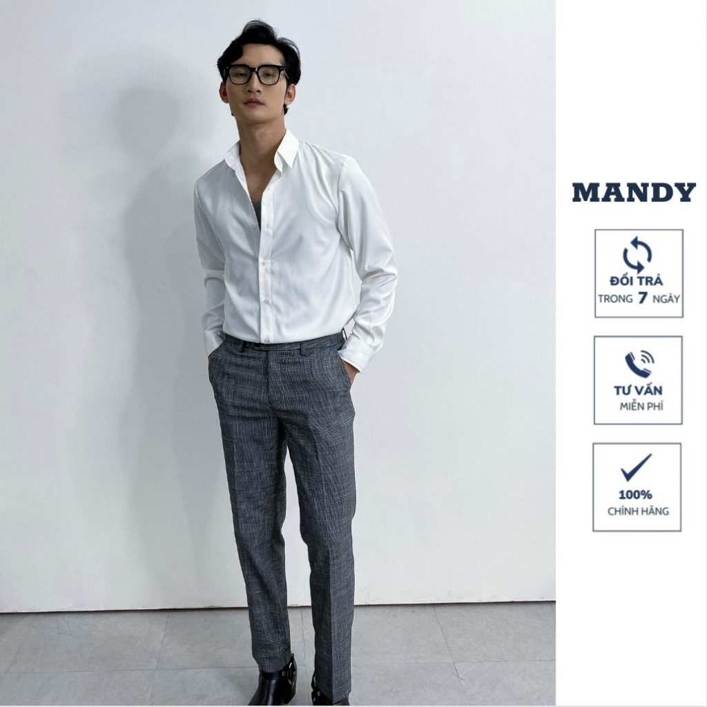 Áo sơ mi trắng MANDY dài tay chuẩn form - vải thoáng mát, chống nhăn