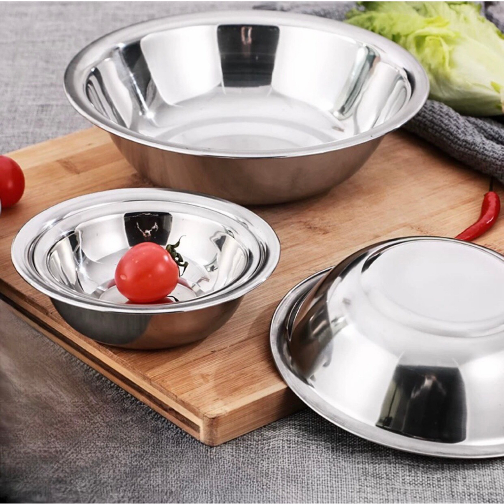 Thau inox mini độ dày 1.3mm kích thước16cm 18cm 20cm 22cm