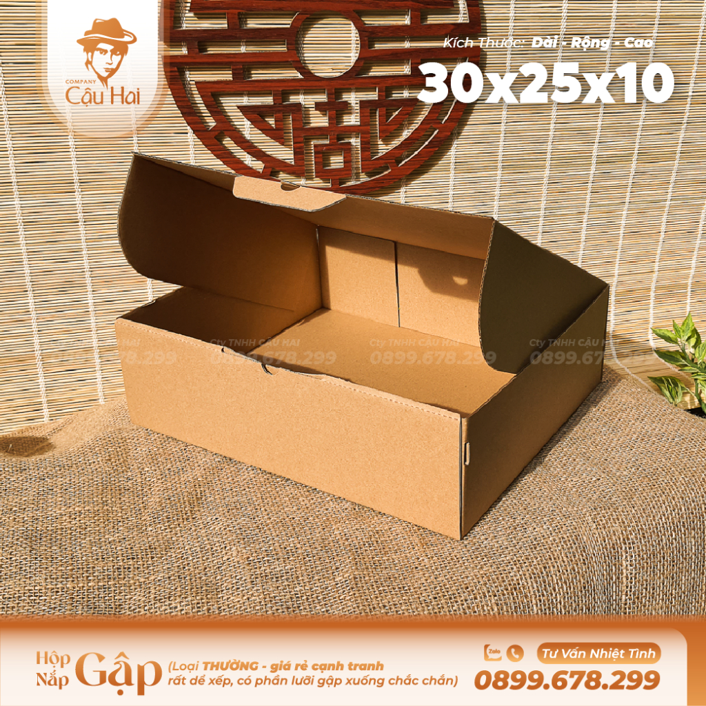 Set 20 hộp carton nắp GẬP 30x25x10