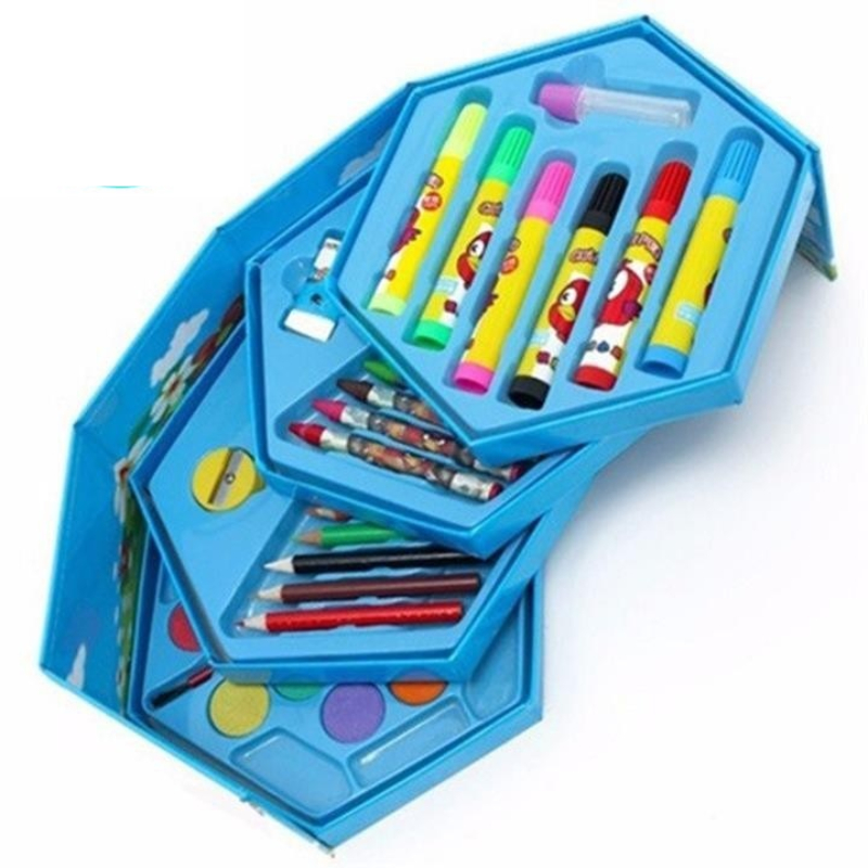 Hộp Bút Chì Màu Xoay 4 Tầng Với 46 Chi Tiết, Bên Ngoài Họa Tiết Hoạt Hình yêu Thích Giúp Bé Phát Huy Tư Duy Sáng tạo