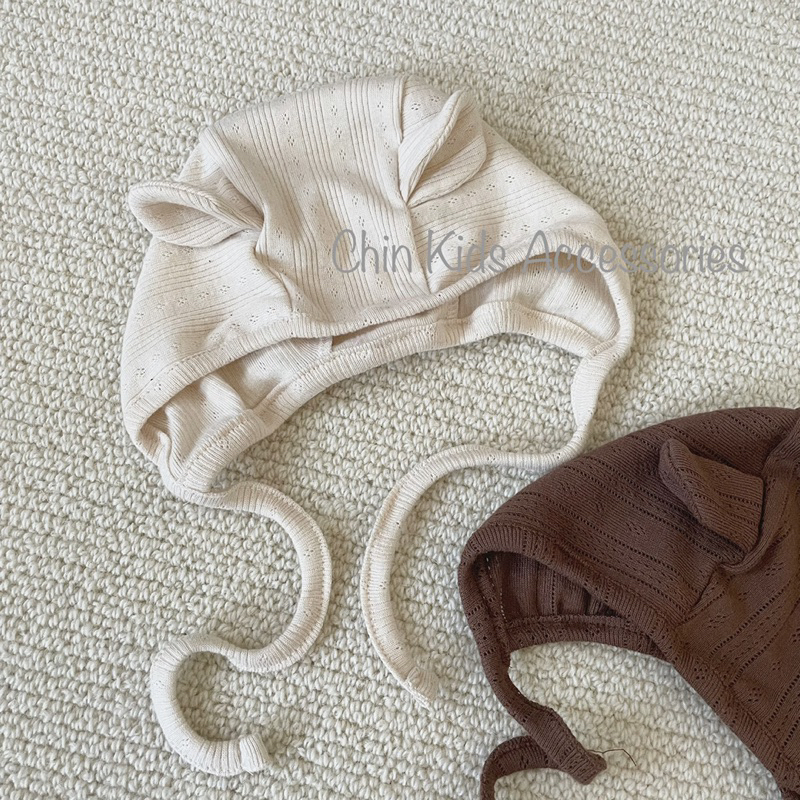 Mũ bonnet tai gấu gân thông hơi Hàn xuất