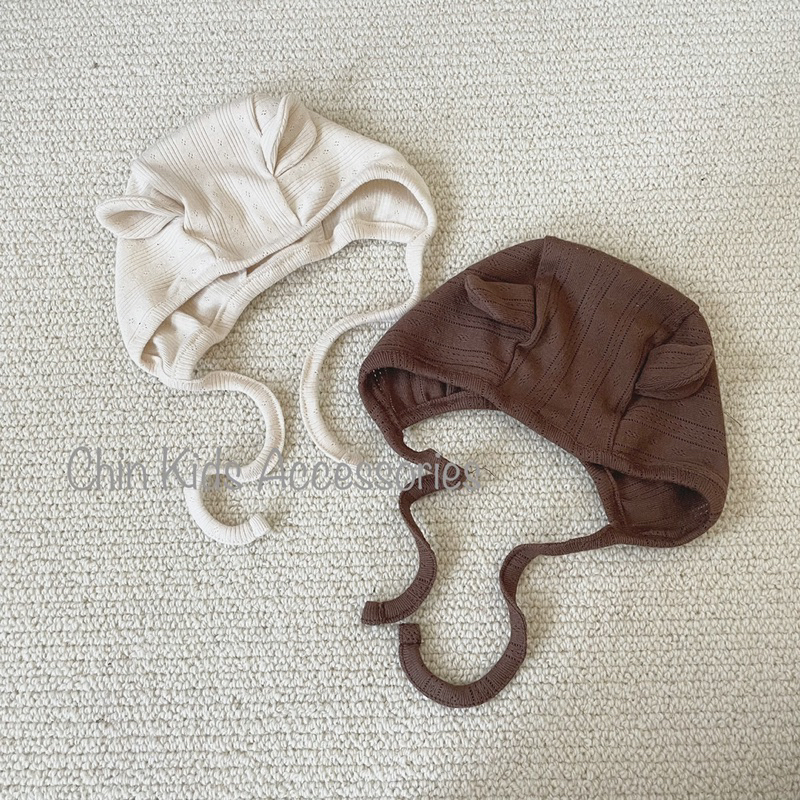 Mũ bonnet tai gấu gân thông hơi Hàn xuất