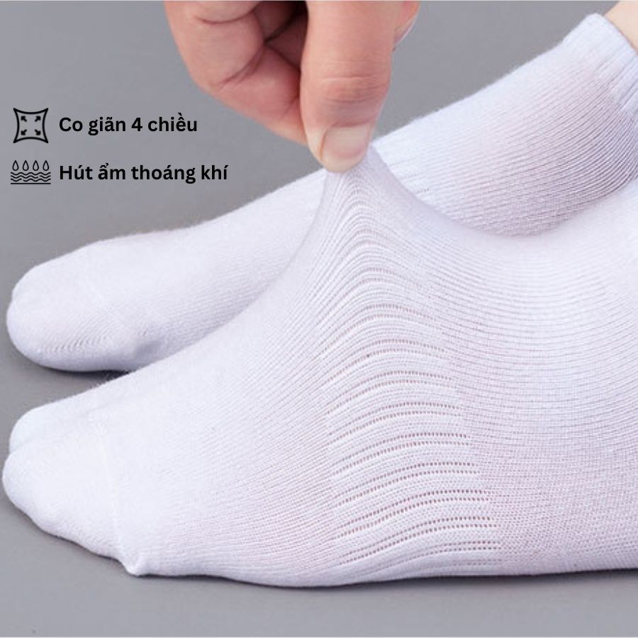 Tất vớ cổ ngắn nam nữ EVABRA chất liệu cotton cao cấp, êm mềm đi mát, thiết kế thoáng khí - KLB01