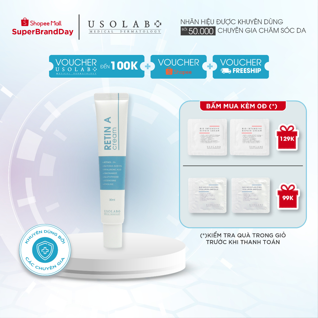 Retinol Usolab 2.0 trẻ hóa, căng bóng, sáng da, giảm mụn Tuyp 30g