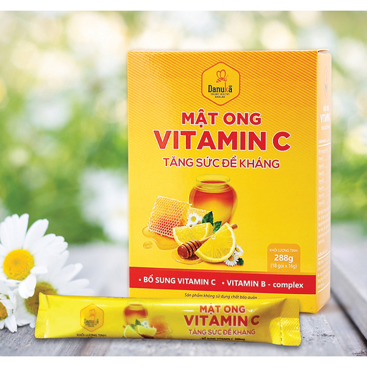 Mật Ong Nguyên Chất Vitamin C Danuka Gói Nhỏ Tiện Dụng Hàm Lượng 288g/Hộp 18 Gói Chính Hãng
