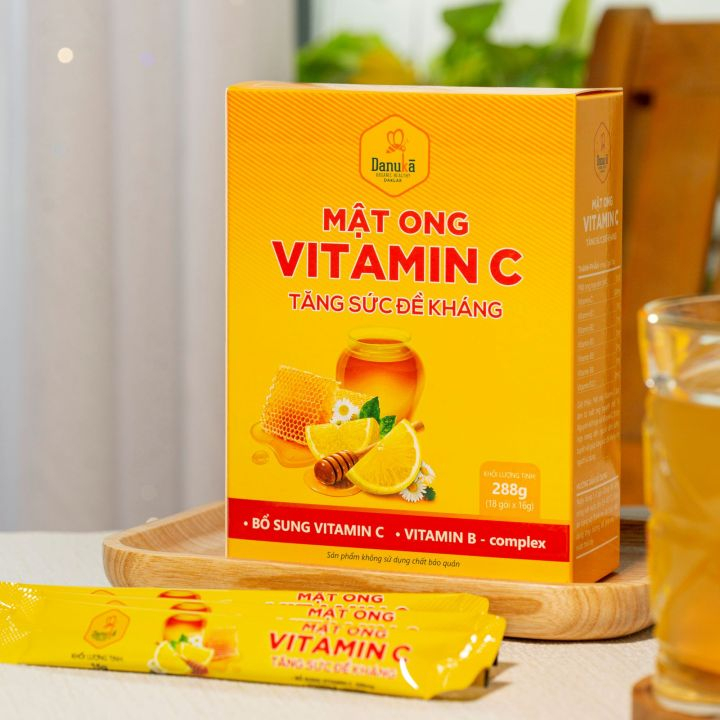 Mật Ong Nguyên Chất Vitamin C Danuka Gói Nhỏ Tiện Dụng Hàm Lượng 288g/Hộp 18 Gói Chính Hãng