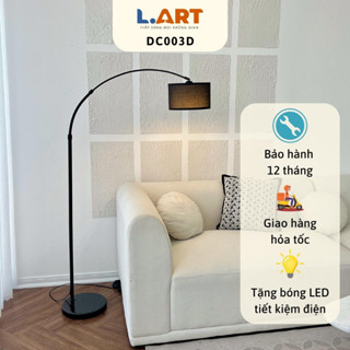 Đèn cây đứng LART DC003D dành cho phòng khách, phòng làm việc đọc sách màu đen dáng bow cong sang trọng