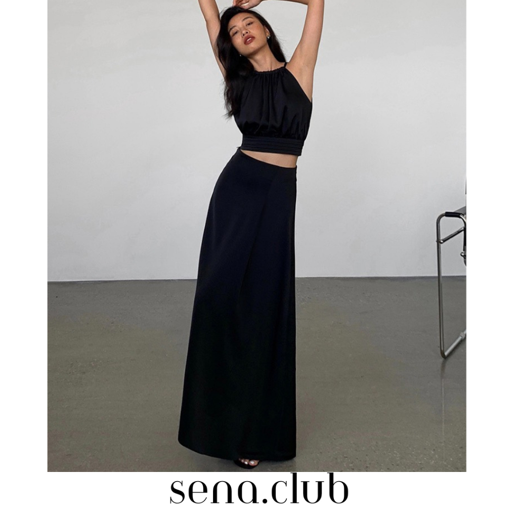 sena.club- Chân váy thun suông đen dài phong cách Hàn Chất Thun Mịn 257 | BigBuy360 - bigbuy360.vn