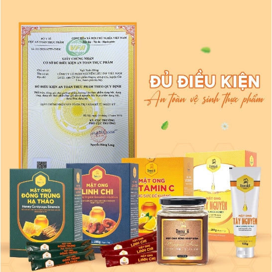 Mật Ong Nguyên Chất Vitamin C Danuka Gói Nhỏ Tiện Dụng Hàm Lượng 288g/Hộp 18 Gói Chính Hãng
