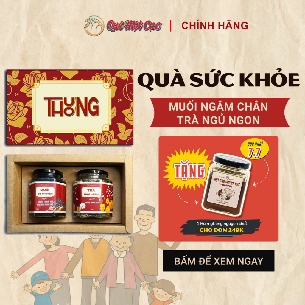 Hộp quà Thương Chăm sóc sức khỏe, ngủ ngon, giúp thư giãn hiệu Quê Một Cục