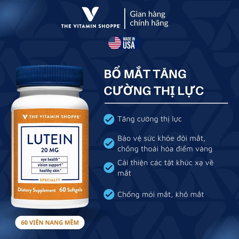 Viên uống bổ mắt tăng cường thị lực THE VITAMIN SHOPPE Lutein 6 MG 60/120 viên