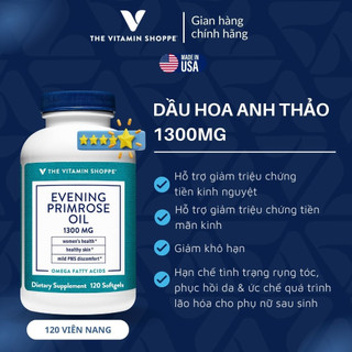 Dầu Hoa Anh Thảo THE VITAMIN SHOPPE Evening Primrose Oil 1300 MG 120 viên