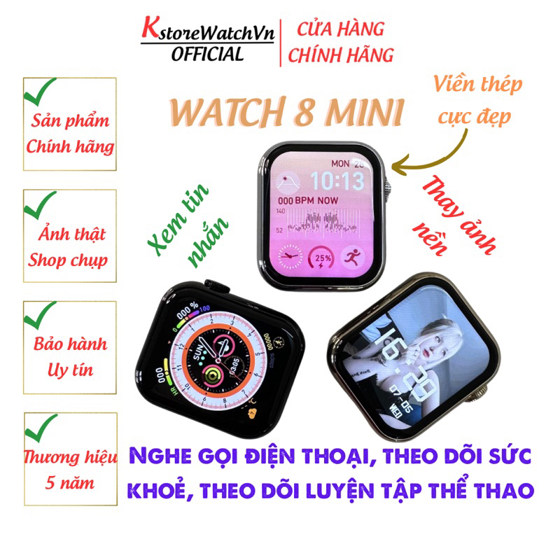 Đồng Hồ Thông Minh Watch 8 Mini Series 8 Viền Thép Nghe Gọi Thay Ảnh Cá Nhân Kháng Nước Theo Dõi Sức Khoẻ KstoreWatchVn
