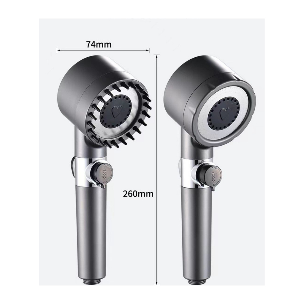 Vòi hoa sen tăng áp 3 chế độ, Đầu vòi hoa sen mát xa răng lược silicone lõi cotton lọc cho nhà tắm