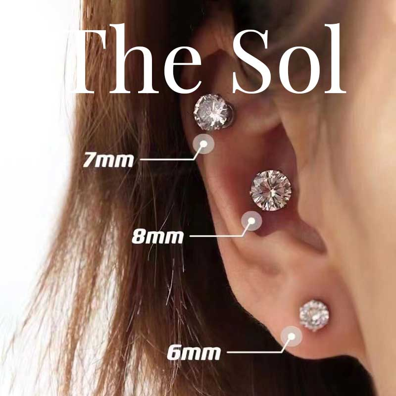 Khuyên Tai Thép Không Gỉ Unisex Nam Châm Đính Đá - Không Cần Xỏ Lỗ thesolvn