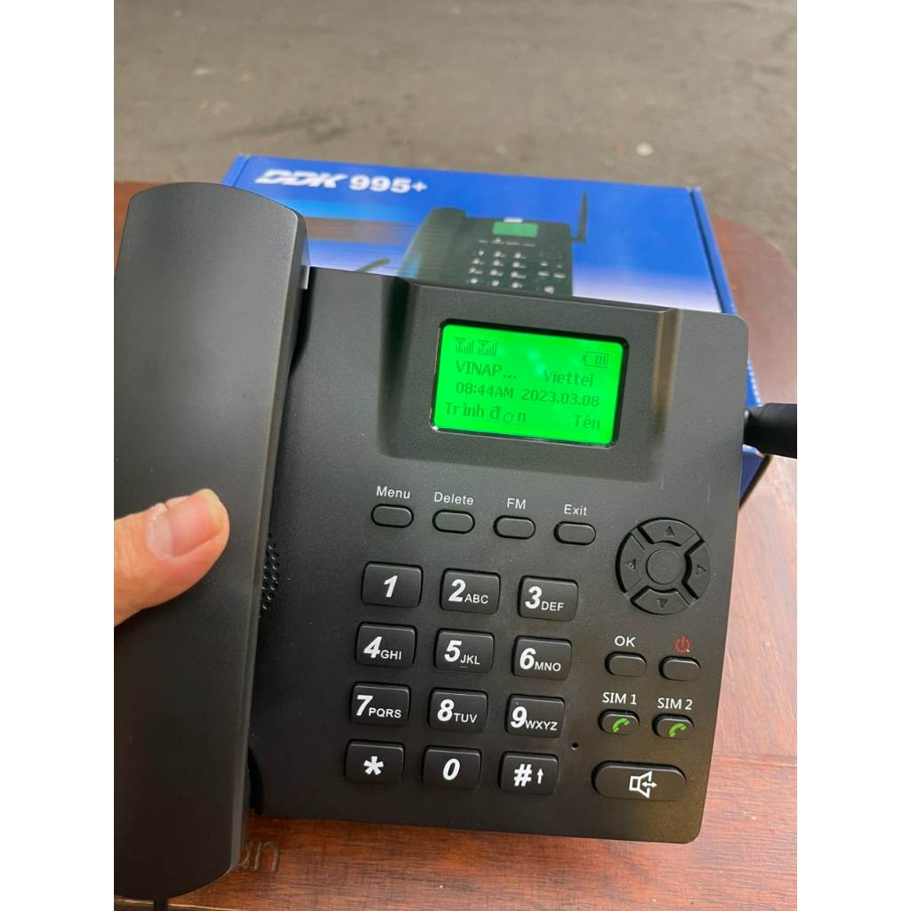 Điện thoại bàn không dây lắp sim DIGIMIX DDK 995+ bản 2 sim, quay số nhanh, ghi âm cuộc gọi