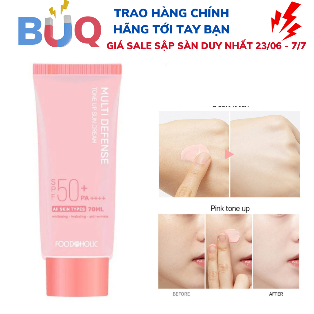 Kem Chống Nắng Nâng Tone Trắng Hồng Foodaholic, KCN Tone Up Sun Cream SPF 50+ PA ++++ 70ML