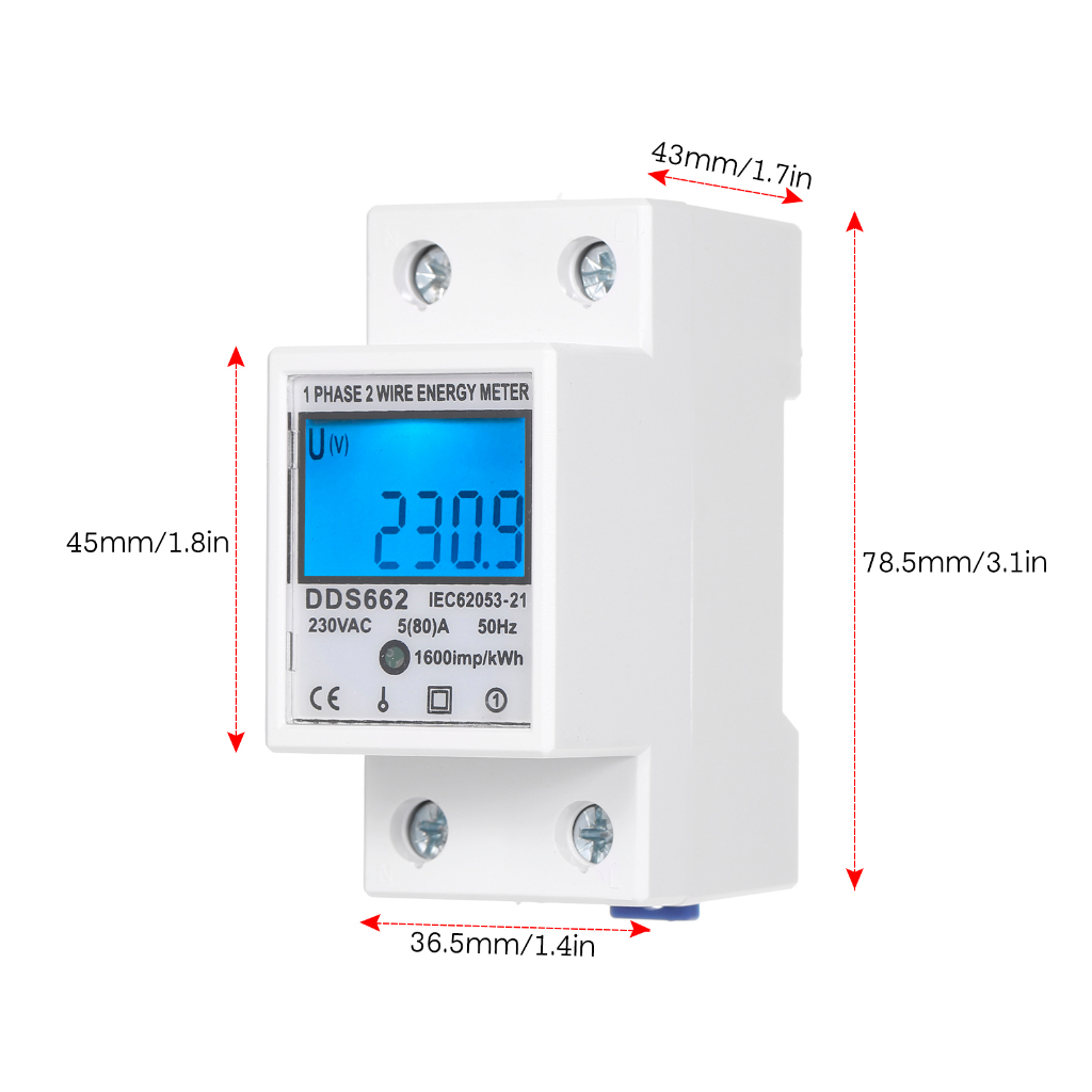 Máy đo năng lượng một pha AC 230V có đèn nền DDS662