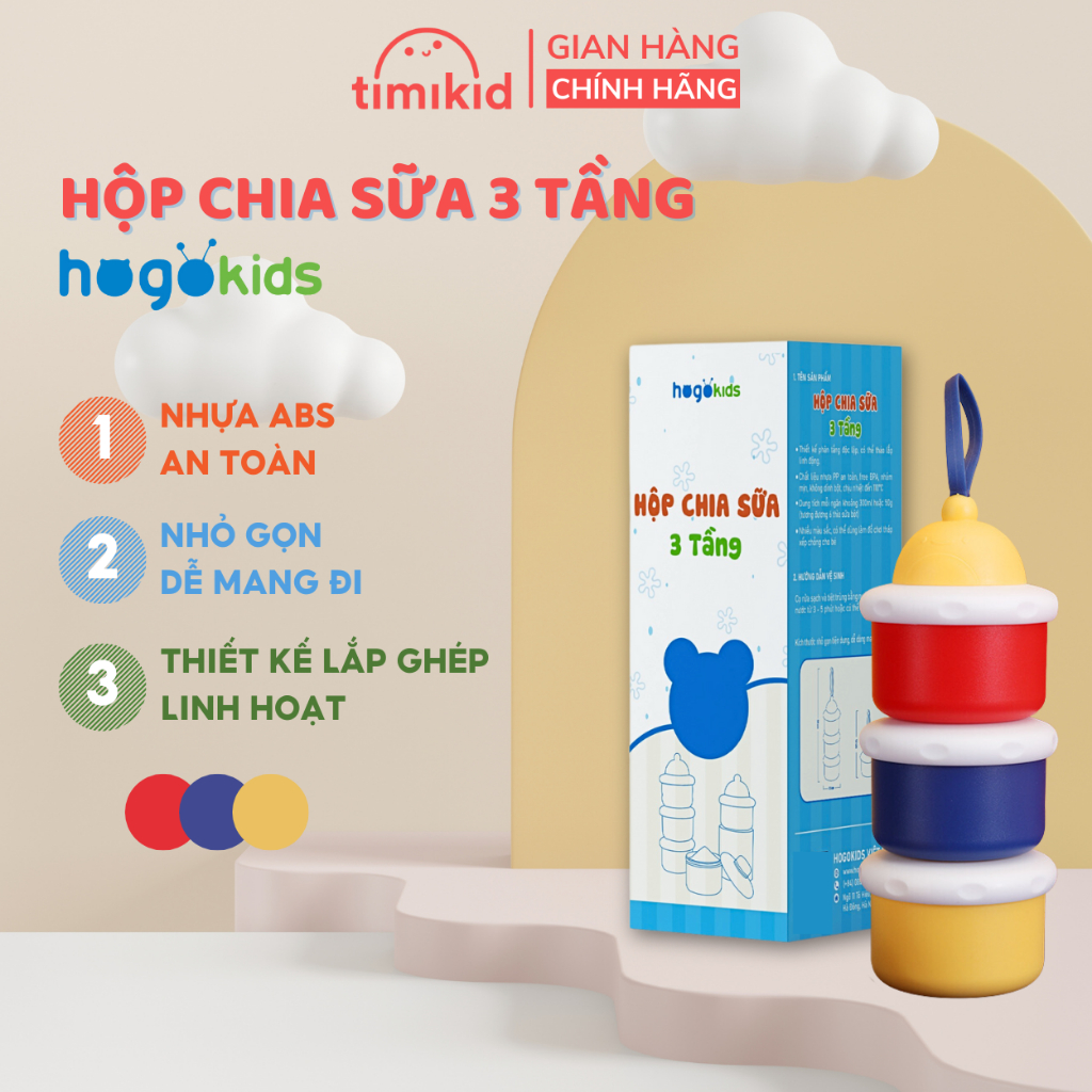 Hộp Chia Sữa 3 Ngăn Nhựa PP Thực Phẩm An Toàn Thuận Tiện Mang Sữa Bột Khi Cho Bé Đi Chơi - Timikid