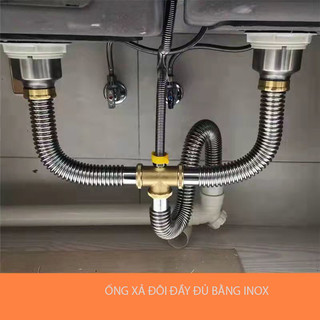 Bộ xi phông chậu rửa bát inox 201 304 KaMa, Combo xi phông thoát nước ăn mùi chống chuột