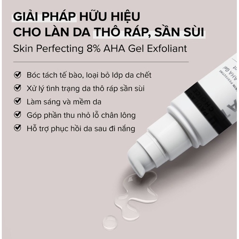 Aha paula choice gel tẩy tế bào chết SKIN PERFECTING 8% AHA GEL EXFOLIANT 15/100ml