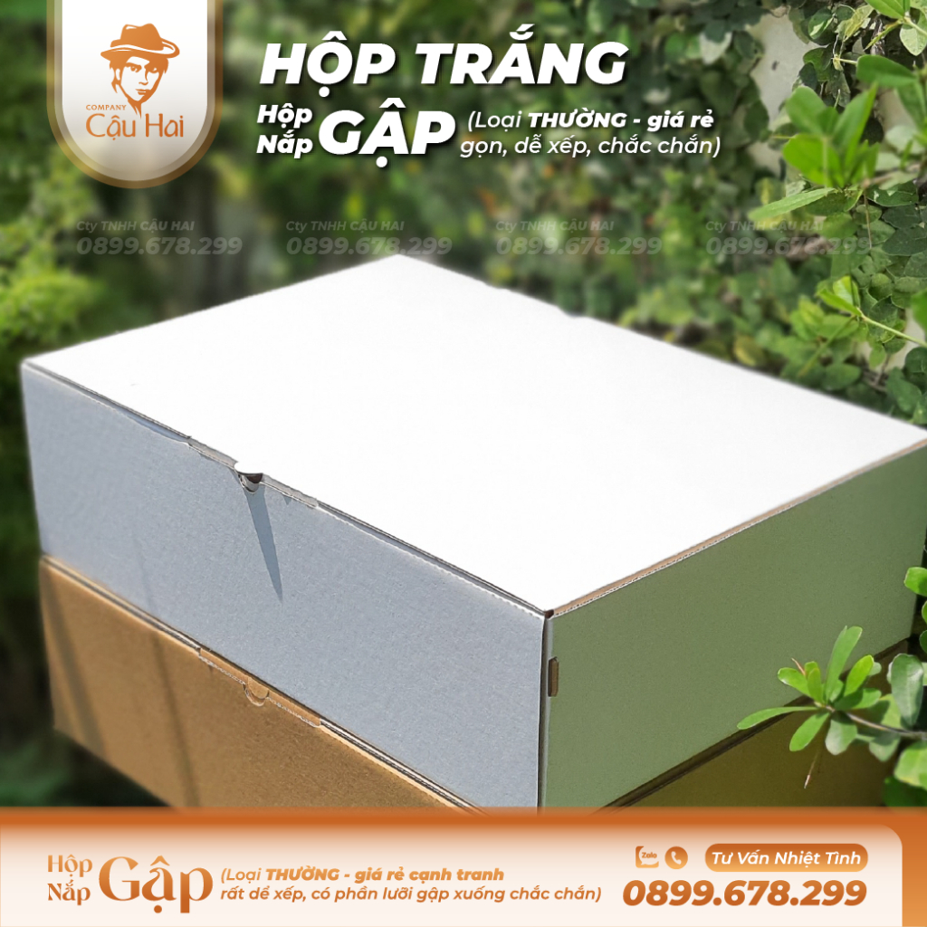 Set 50 hộp carton nắp GẬP 35x25x10