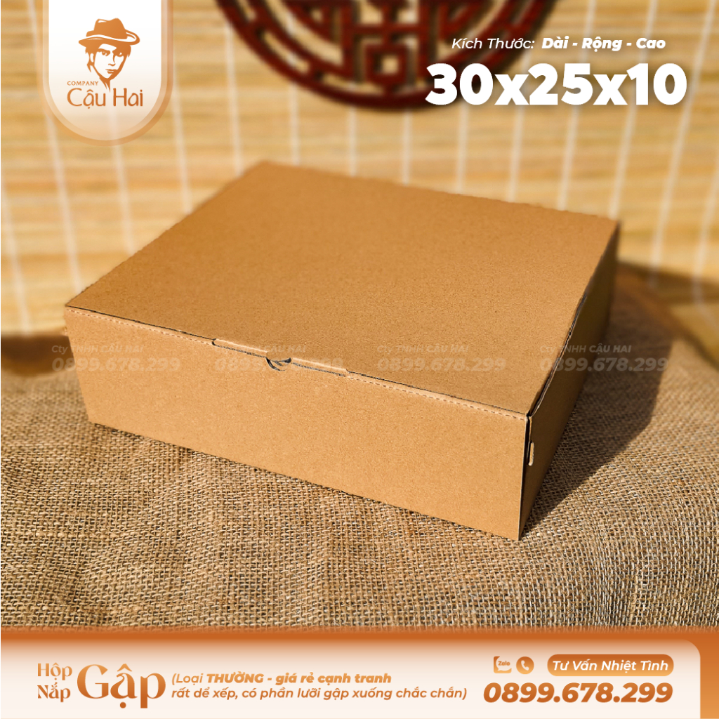 Set 50 hộp carton nắp GẬP 30x25x10