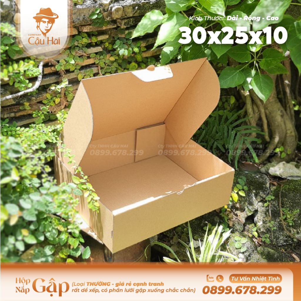 Set 50 hộp carton nắp GẬP 30x25x10